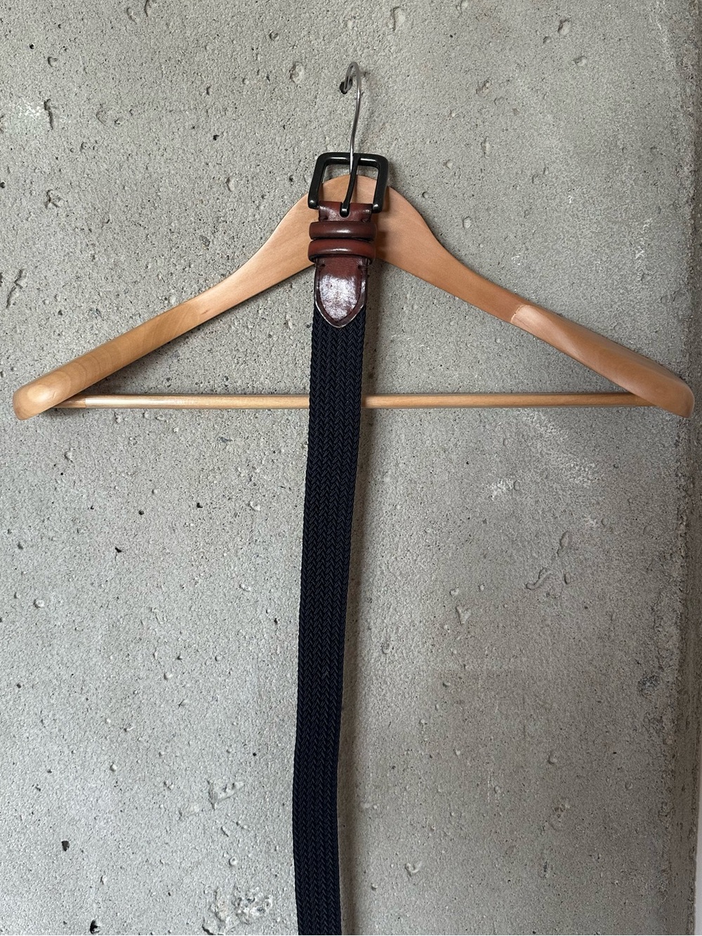 Banana Republic Factory Black Woven Belt with Brown Leather Trim S/M